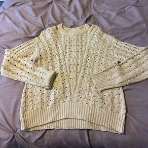 Fisherman style sweater with shoulder cutouts - large